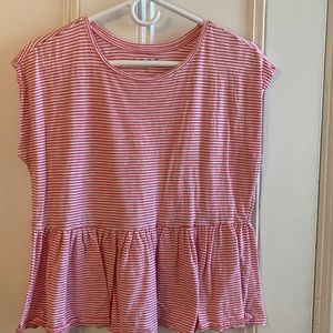 LOFT Pink/White Short Sleeve Top - SIZE XS